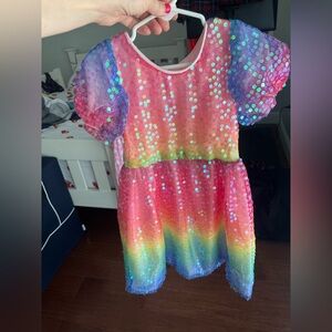 Lola + The Boys Pink and Rainbow Sequin Dress